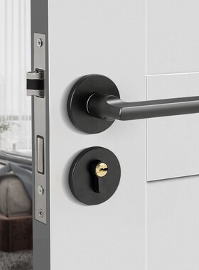 黑色门锁静音室内磁吸卧室房门锁分体家用房间免漆门实木门把通用