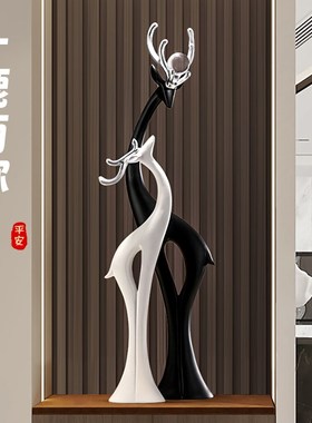 福鹿落地摆件轻奢客厅壁龛电视柜玄关装饰品搬家乔迁新居礼品