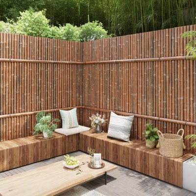 竹篱笆栅栏围栏户外围墙庭院花园装饰防腐护栏阳台竹W杆子隔断造