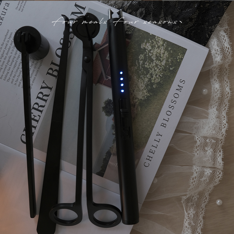 《慵懒黑色e》高级感充电点火器灭烛钩烛芯剪灭烛罩香薰蜡烛工具