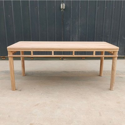 实木中式茶桌餐桌画案白茬白胚原木老榆木家具方形长条桌工厂