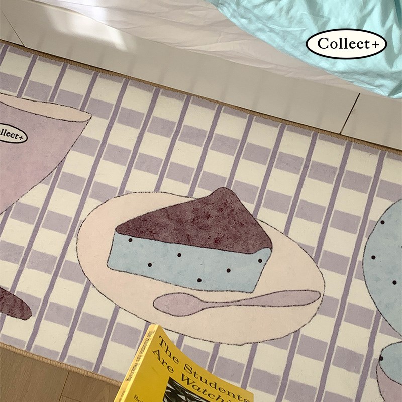 艺术收藏夹 原创插画地毯卧室韩B式可睡可坐床边毯客厅夏季可机洗