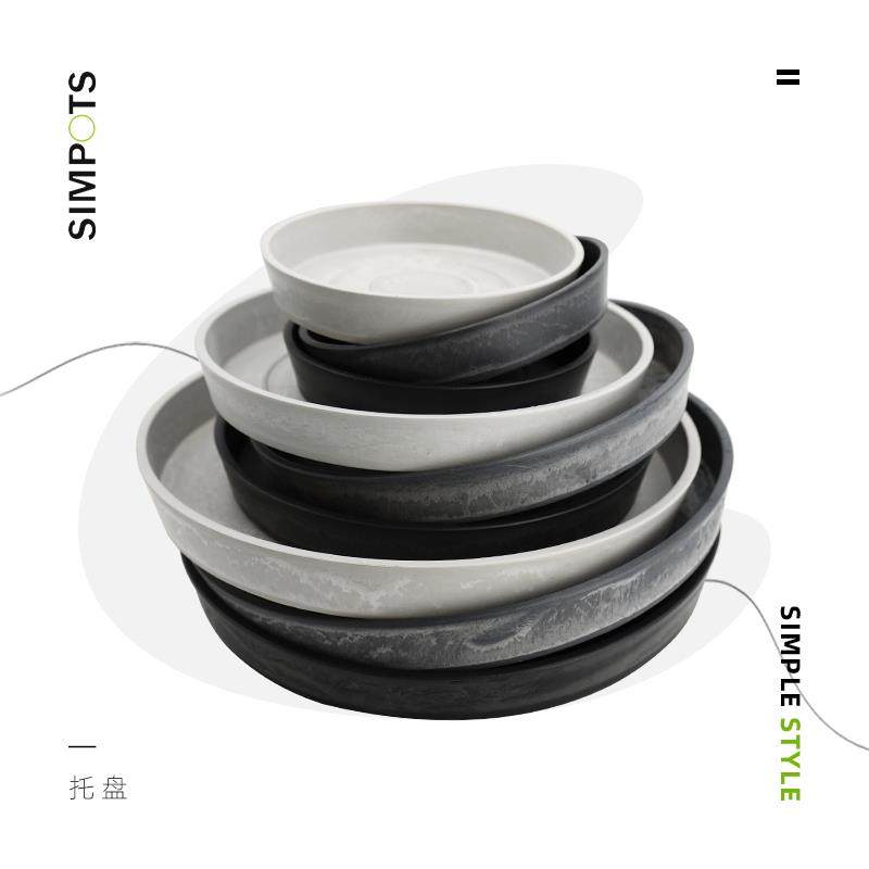 SIMPOTS托盘可移动带轮子树脂垫盘底座接水盘盆托加厚圆形方形