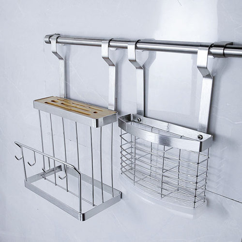 厨房刀架不锈钢拉丝菜板砧板挂架刀具收纳置物架筷笼筷筒架壁挂式