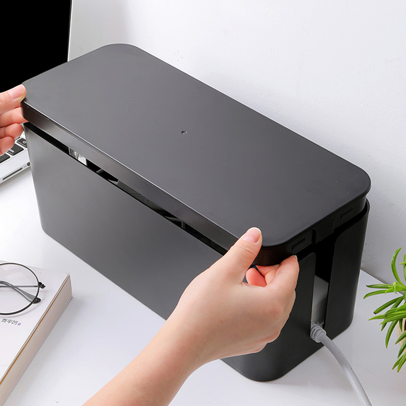 电源排插线板收纳盒电线插排桌面神器数据线整理插座集线盒理线器