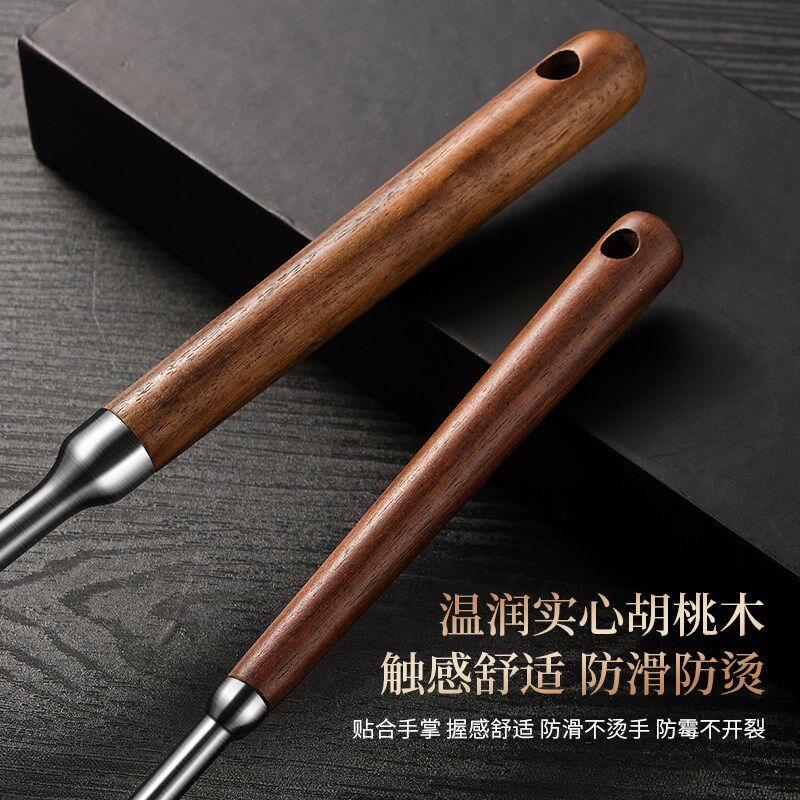 德国316不锈钢蘑菇铲小号炒菜铲子炒勺家用铁锅铁铲炒勺菜圆铲子