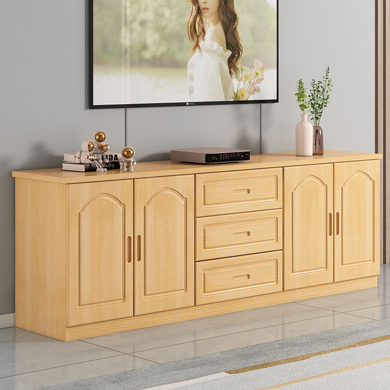 全实木电视柜简约现代小户型客厅落地储物柜卧室S高款松木电视柜