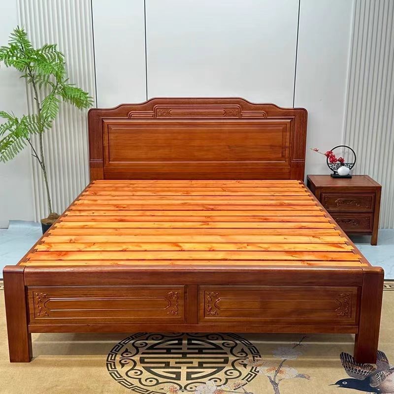 金花梨木中式全i榫卯结构床1.8主卧双人婚床1.5仿古实木床明清雕