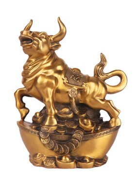 家居办公室摆m件厂家 纯铜牛 元宝牛