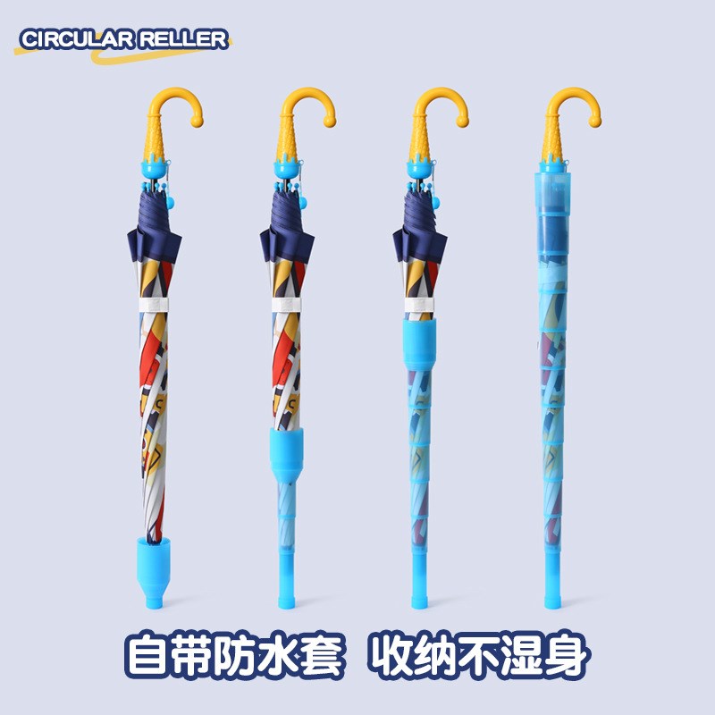 萌趣儿童雨伞男童幼儿园女孩长柄上学专用晴雨两用加厚加固太阳伞