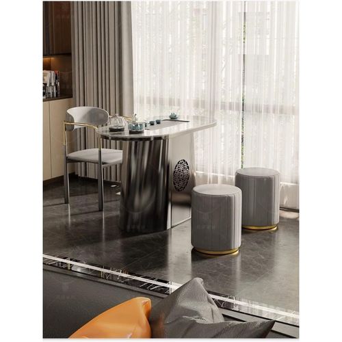 现代简约不锈钢茶台小户型阳台岩板客厅家用组合茶桌简约泡茶台