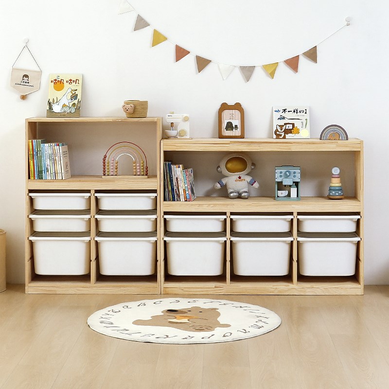 宝宝收纳柜储物柜实木书架绘本汽车展示儿童收纳柜客厅玩具收纳柜