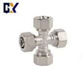 铝塑管接头配件太阳能管件铜加厚1216等径四通1620螺纹接头镀镍