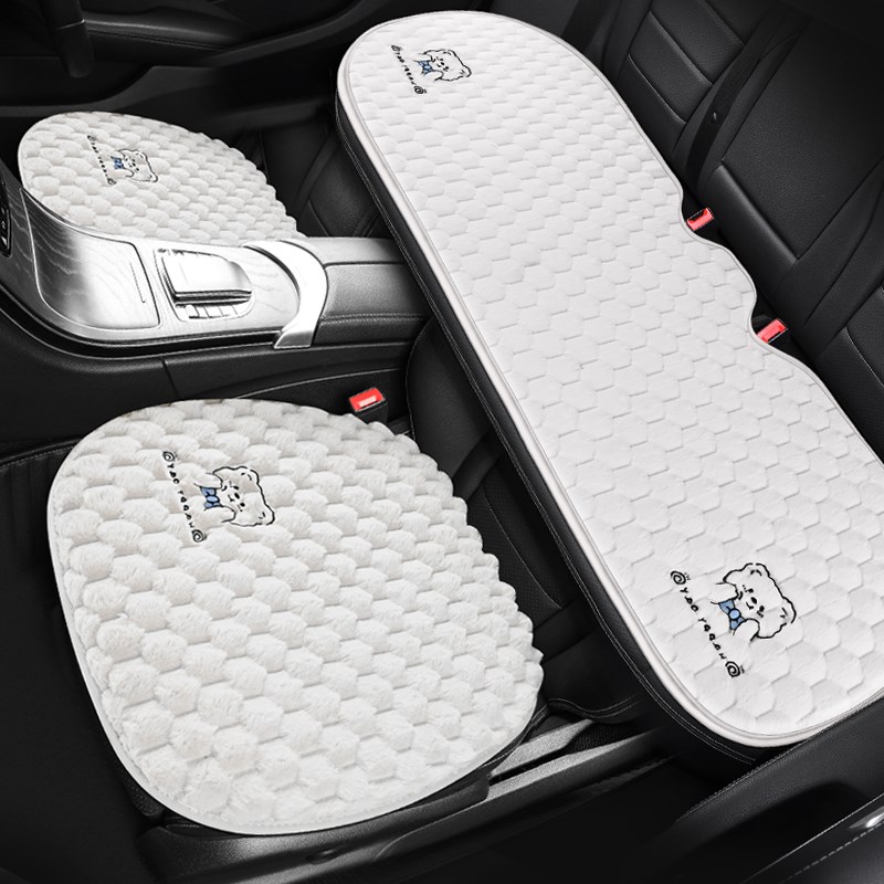 汽车坐垫冬季加绒车载座垫单片短毛绒F后排加厚保暖三件套车内用