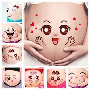 孕妇照道具孕大肚贴肚皮贴肚子贴纸怀孕肚脐贴画影楼写真拍照道具