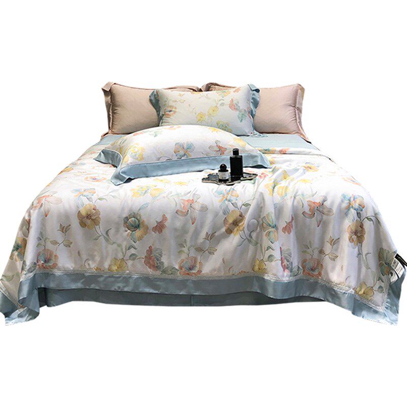 高级感100S天丝夏凉被四件套夏季凉感空调被子裸睡可机洗床上用品