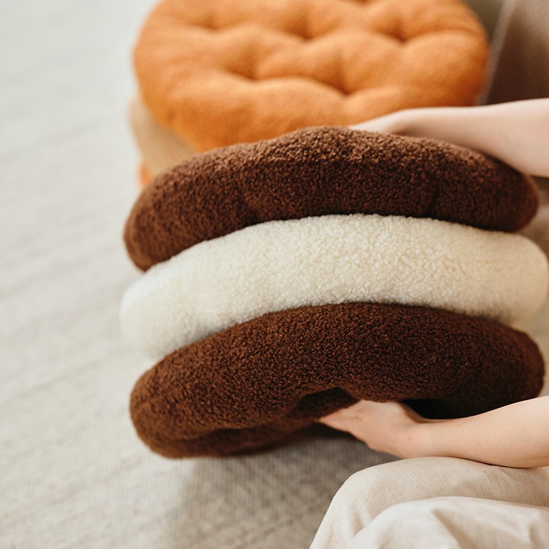 迷雾之森单层饼干奶油黄坐垫沙发客厅高级感椅子坐垫圆形椅垫