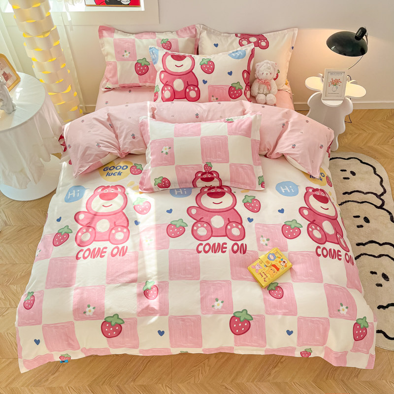 卡通四件套亲肤棉被单被罩非全棉卡通学生宿舍三件套儿童被套
