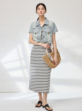 【时菲菲】商场同款夏季芦荟蛋白牛仔两件套N194A52748