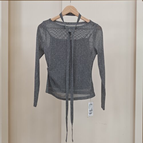 【时菲菲】商场同款春秋新品挂脖抽褶长袖上衣N037C53468