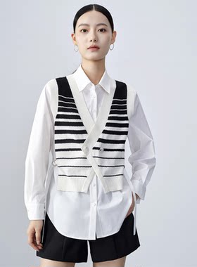 【大美唤】商场同款春秋假两件毛衫拼接衬衫NDY1A41581