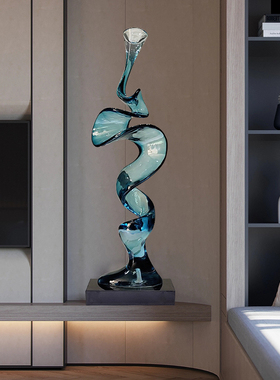 现代酒店抽象雕塑别墅客厅电视柜旁艺术摆件透明树脂X软装饰工艺