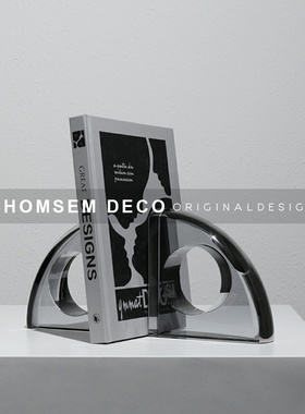 现代轻奢书d房几何水晶书挡样板房间办公室客厅酒柜电视柜书靠摆