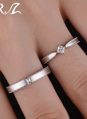 Z先生原创d925银培育钻石情侣对戒男女轻奢简约结婚订婚求婚戒指