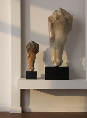 形上仿奢石马头《静思r饮露》中古风摆件客厅玄关雕塑艺术装饰品