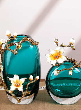 新中式轻奢琉璃花瓶摆件玻璃客y厅玄关电视柜酒柜家居装饰高档饰