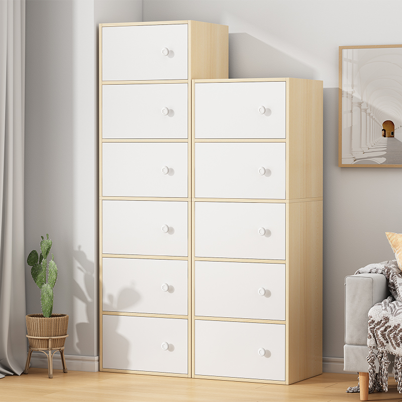 简易书架落地现代简约收纳柜经济型带门I组合学生格子柜家用储物