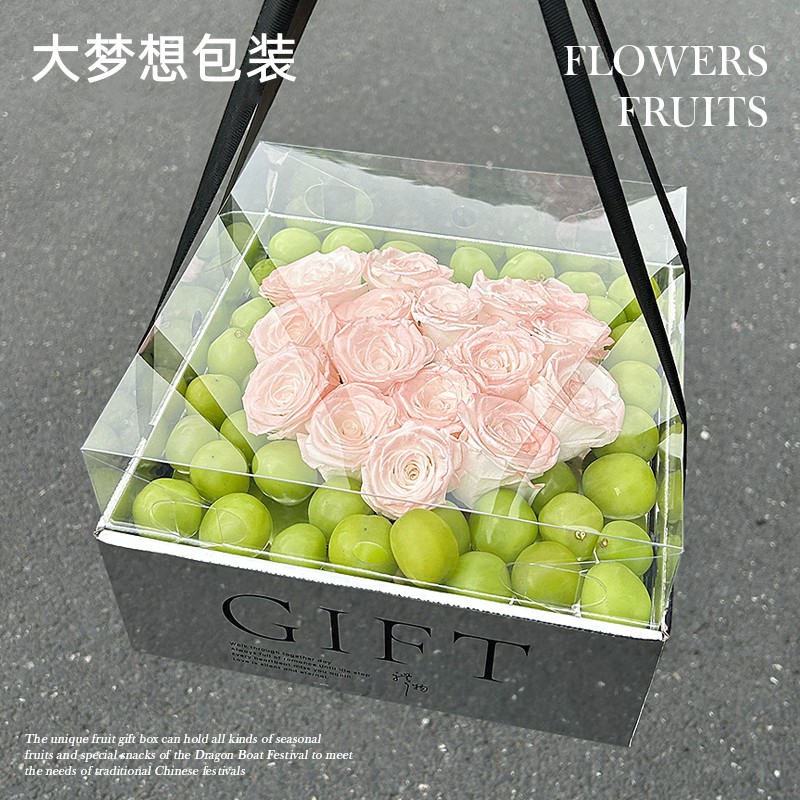 情人节银色透明盖爱o心玫瑰花礼盒结婚送女友闺蜜老婆告白生日礼