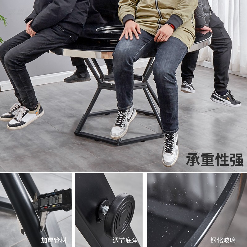 钢化玻璃带电磁炉火锅桌餐桌面板饭桌家用L圆桌北欧中式经济型餐