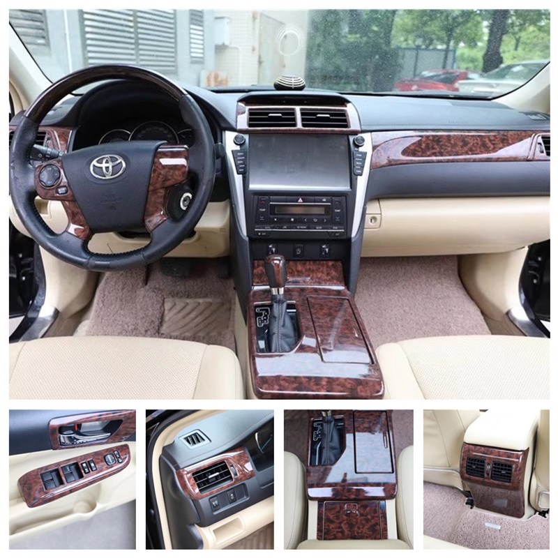 12-17款凯美瑞碳纤维内u饰贴 改装桃木纹内饰 中控排挡方向盘扶手