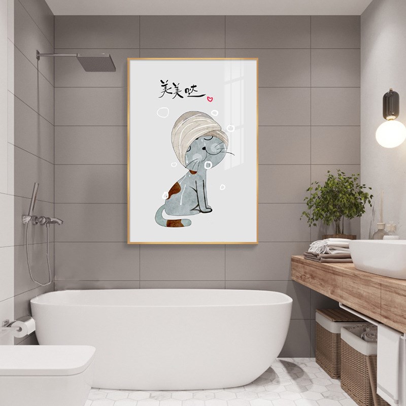 卫生间装饰画防水挂画现代简约创意酒I店民宿洗手间浴室遮挡壁画图片