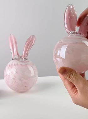 小清新轻奢琉璃兔现代简约客厅台面摆件家居装饰品可爱生日礼物