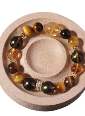 【金霸大综合】天然黄塔晶金虎眼C石黄水晶设计手链女款手串首饰