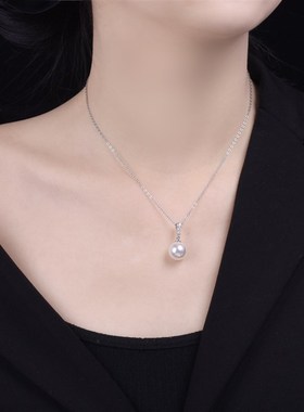 足银项链a珍珠项链女生珍珠项链春夏毛衣链女ins风法式春款项