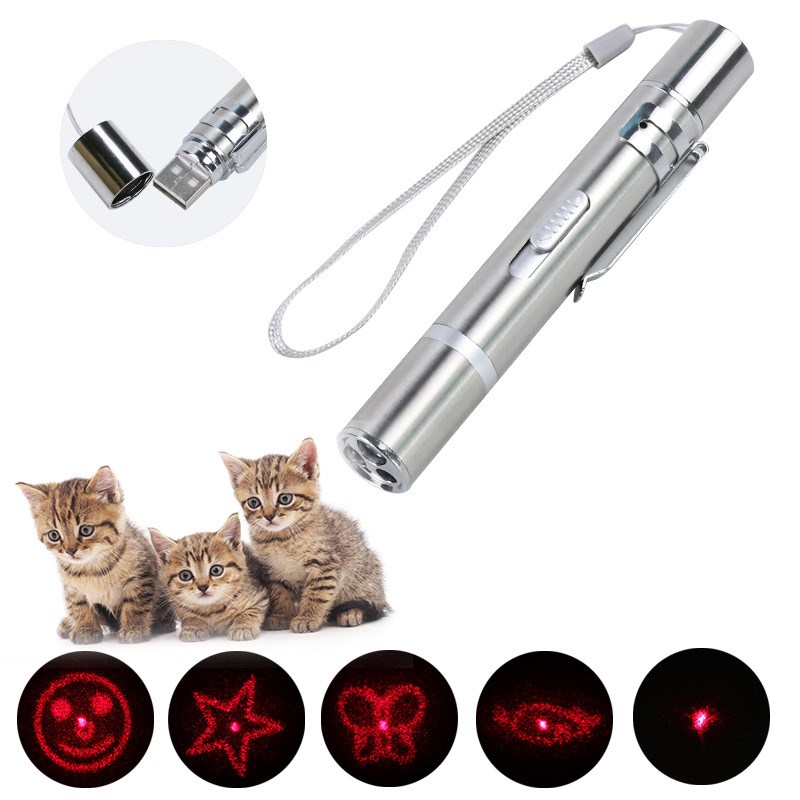 宠物用品亚马逊爆款三合一多图案激光D逗猫棒 usb充电互动逗猫玩