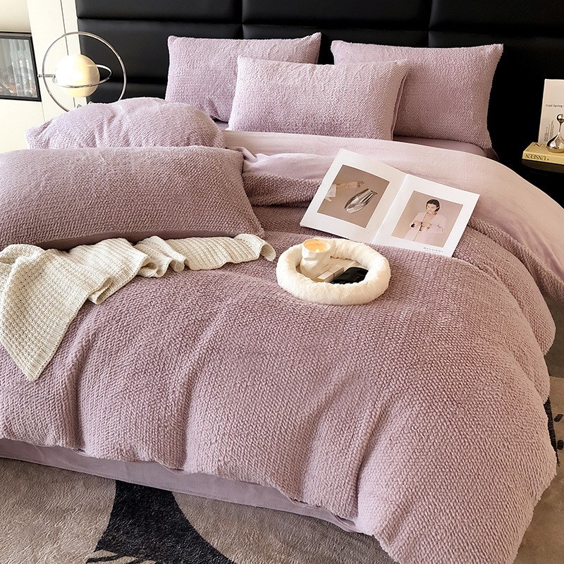 牛奶绒四件套珊瑚绒磨毛加厚abB双面床单南通家纺三件套床品兔毛