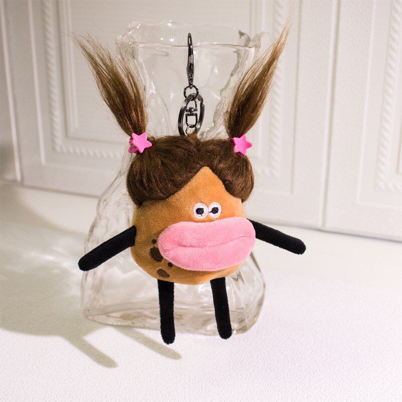 网红炸毛c土豆仔钥匙扣搞怪香肠嘴学生书包挂件男女精美汽车钥匙