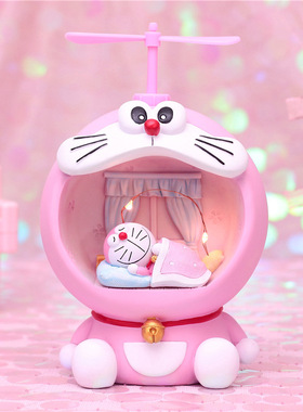 少女心多啦A梦叮当小夜灯儿童房间布置装饰品机器猫摆Z件学生礼物