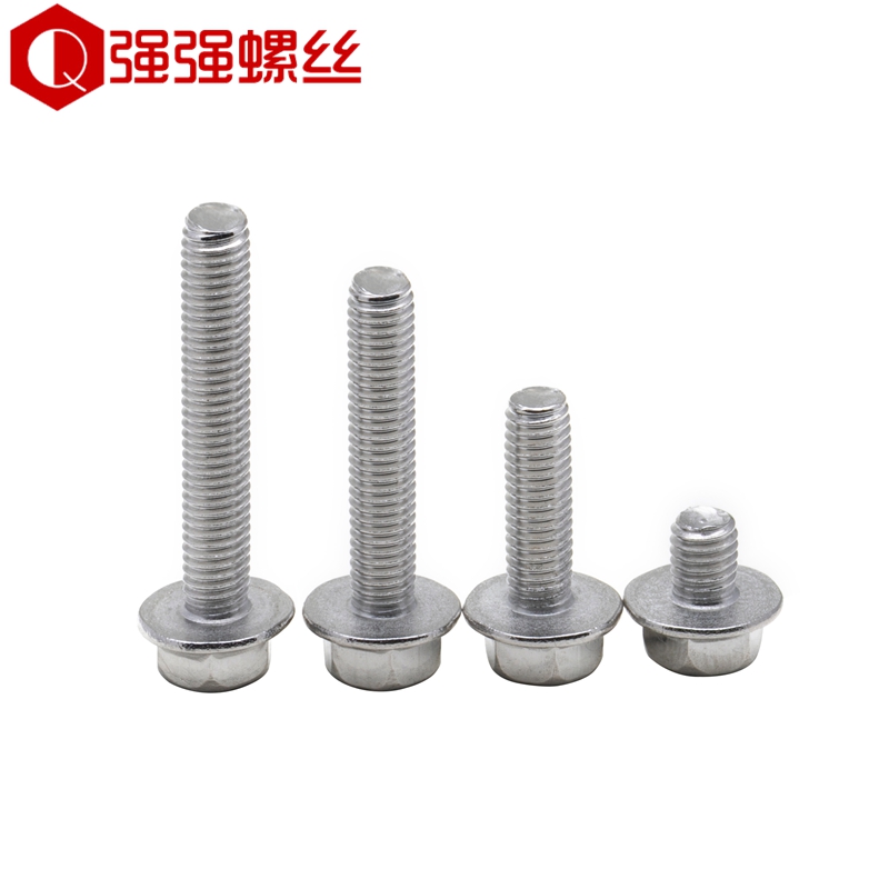 201不锈钢十字法兰螺丝外六角法兰面螺栓防滑带垫螺钉YM4M5M6