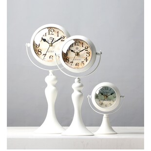 轻奢铁艺静音钟表摆件客厅玄关装饰钟台钟静音时钟座钟酒吧桌表