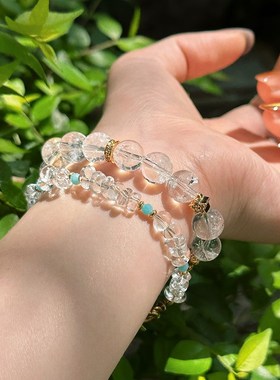 蜜蜂妈手作高品质天然果冻马粉白阿塞水晶手串女夏季绝美手链礼物