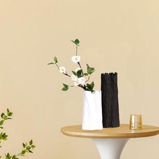 陶瓷白色高花瓶一对干花高端客厅插花绿植餐桌摆设电视柜装 饰摆件