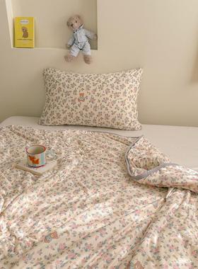 一口布丁b|温柔的小花型一个针织凉爽的夏天被子卡通夏天空调被子