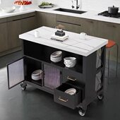 厨房中岛柜单独可移动餐边桌置物架吧小家用一体开放式 定制料理台