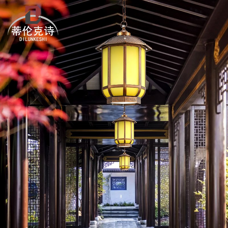 户外吊灯防水新中式玻璃阳光房凉亭别墅亭子大门口V阳台太阳能屋