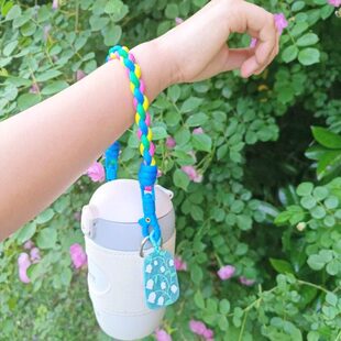 初遇绳艺手工编织短款水杯挂绳手提杯套卡扣挂绳儿童水杯带杯套绳